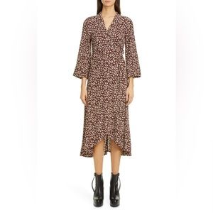COPY - Floral Logo Crêpe Wrap Dress, chocolate, size 4